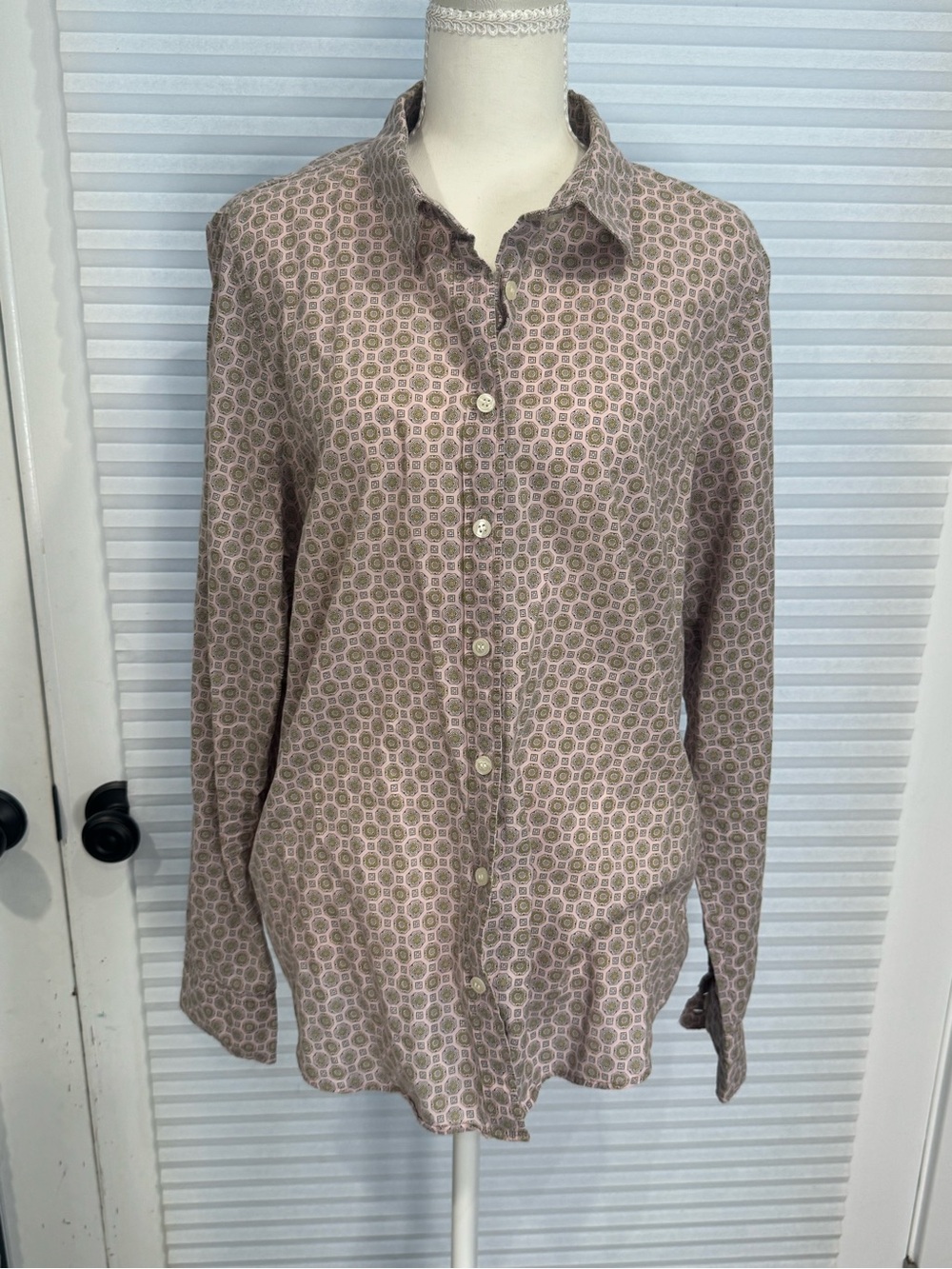 The Perfect Shirt by J. Crew Women's Button-Down Pink and Green Geo Print 0914